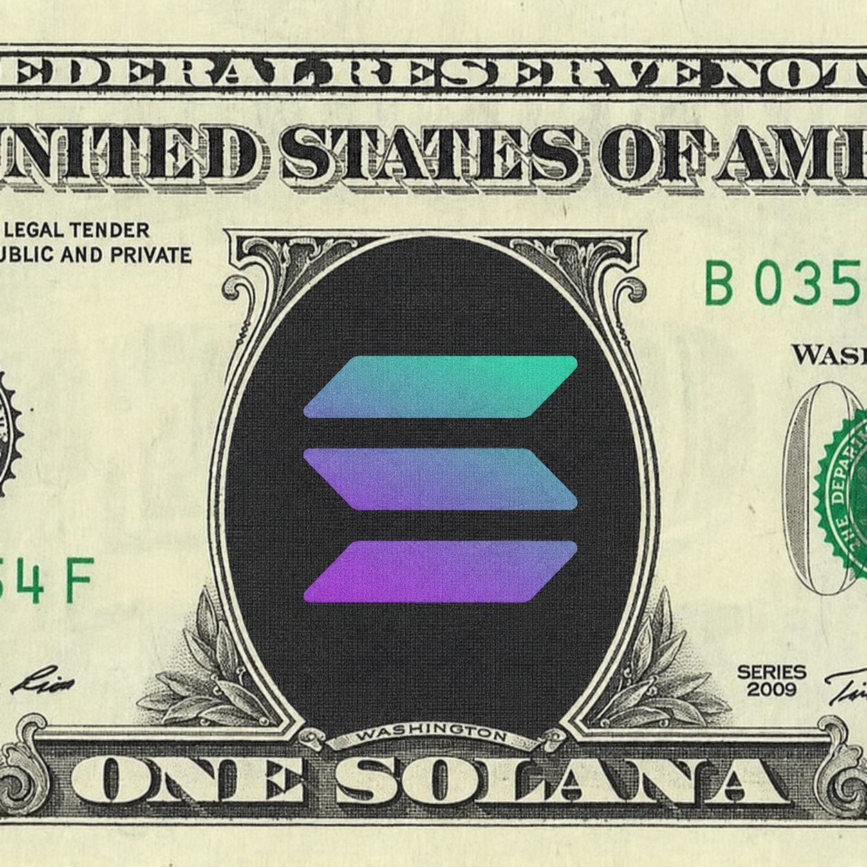 One Solana banknote artwork
